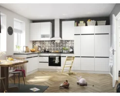 Optifit Spülenschrank inkl Spüle Geschirrspülerblende für teilintegrierten Geschirrspüler Geschirrspülerblende inkl Sockelleiste und Arbeitsplatte Luca932 BxTxH 50 x 60 x 88 cm weiß matt zerlegt Anschlag reversibel KLLU SPT506-0+