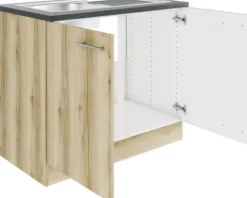 Optifit Spülenschrank inkl Spüle Livorno290 BxTxH 100 x 60 x 84,8 cm wildeiche matt strukturiert zerlegt KULI SAPL106-9+