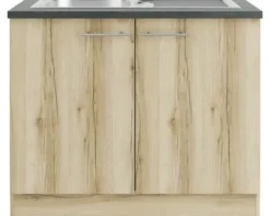 Optifit Spülenschrank inkl Spüle Livorno290 BxTxH 100 x 60 x 84,8 cm wildeiche matt strukturiert zerlegt KULI SAPL106-9+