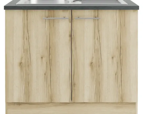 Optifit Spülenschrank inkl Spüle Livorno290 BxTxH 100 x 60 x 84,8 cm wildeiche matt strukturiert zerlegt KULI SAPL106-9+