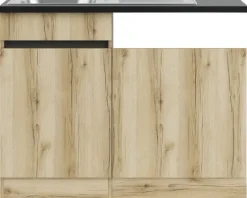 Optifit Spülenschrank inkl Spüle Geschirrspülerblende für teilintegrierten Geschirrspüler Geschirrspülerblende inkl Sockelleiste und Arbeitsplatte Kaya290 BxTxH 50 x 60 x 88 cm wildeiche strukturiert matt zerlegt Anschlag reversibel KLKA SPT506-0+