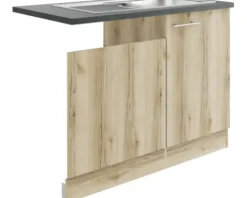 Optifit Spülenschrank inkl Spüle Geschirrspülerblende für teilintegrierten Geschirrspüler Livorno290 BxTxH 110 x 60 x 84,8 cm wildeiche matt strukturiert zerlegt Anschlag reversibel KULI SAPLT11-9+