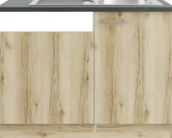Optifit Spülenschrank inkl Spüle Geschirrspülerblende für teilintegrierten Geschirrspüler Livorno290 BxTxH 110 x 60 x 84,8 cm wildeiche matt strukturiert zerlegt Anschlag reversibel KULI SAPLT11-9+