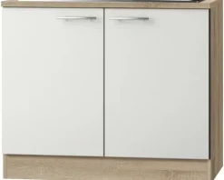 Optifit Spülenschrank inkl Spüle Dakar286 BxTxH 100 x 60 x 84,8 cm weiß glänzend zerlegt Anschlag reversibel KUDK SAPL106-9+