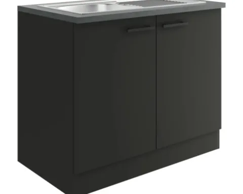 Optifit Spülenschrank inkl Spüle Madrid420 BxTxH 100 x 60 x 84,8 cm anthrazit matt zerlegt KUMA SAPL106-9+