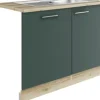 Optifit Spülenschrank inkl Spüle Geschirrspülerblende für vollintegrierte Geschirrspüler Savona405 BxTxH 110 x 60 x 84,8 cm grün matt zerlegt Anschlag reversibel KUSA SAPLTL119+
