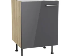 Optifit Spülenschrank Jonte984 BxTxH 60 x 58,4 x 87 cm anthrazit glänzend zerlegt Anschlag reversibel KFJO SPL606-8+