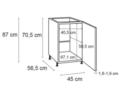 Optifit Spülenschrank Jonte984 BxTxH 45 x 58,4 x 87 cm anthrazit glänzend zerlegt Anschlag reversibel KFJO SPL456-8+