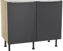 Optifit Spülenschrank Linus984 BxTxH 100 x 58,4 x 87 cm anthrazit glänzend zerlegt KFLI SPL106-8+