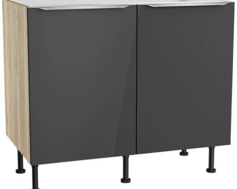 Optifit Spülenschrank Linus984 BxTxH 100 x 58,4 x 87 cm anthrazit glänzend zerlegt KFLI SPL106-8+