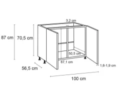 Optifit Spülenschrank Linus984 BxTxH 100 x 58,4 x 87 cm anthrazit glänzend zerlegt KFLI SPL106-8+