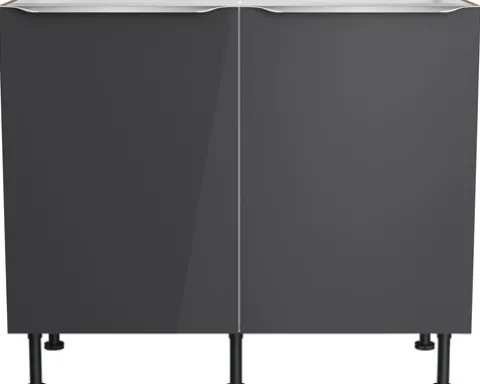Optifit Spülenschrank Linus984 BxTxH 100 x 58,4 x 87 cm anthrazit glänzend zerlegt KFLI SPL106-8+