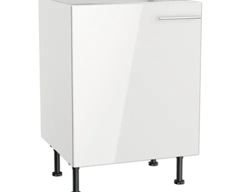 Optifit Spülenschrank Rurik986 BxTxH 60 x 58,4 x 87 cm weiß glänzend zerlegt Anschlag reversibel KFRU SPL606-8+