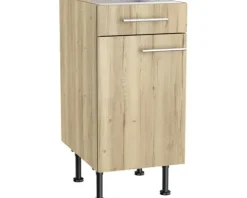 Optifit Unterschrank mit Schublade und Drehtür Erik290 BxTxH 40 x 58,4 x 87 cm wildeiche strukturiert matt zerlegt Anschlag reversibel KFER U406-8E+