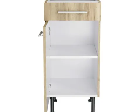 Optifit Unterschrank mit Schublade und Drehtür Erik290 BxTxH 40 x 58,4 x 87 cm wildeiche strukturiert matt zerlegt Anschlag reversibel KFER U406-8E+