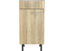 Optifit Unterschrank mit Schublade und Drehtür Erik290 BxTxH 40 x 58,4 x 87 cm wildeiche strukturiert matt zerlegt Anschlag reversibel KFER U406-8E+