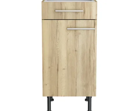 Optifit Unterschrank mit Schublade und Drehtür Erik290 BxTxH 40 x 58,4 x 87 cm wildeiche strukturiert matt zerlegt Anschlag reversibel KFER U406-8E+