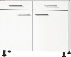 Optifit Unterschrank mit Schublade und Drehtür Bengt932 BxTxH 100 x 58,4 x 87 cm weiß matt zerlegt Anschlag reversibel KFBE U106-8E+