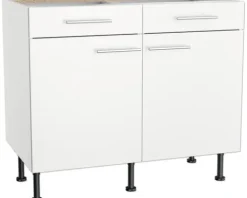 Optifit Unterschrank mit Schublade und Drehtür Bengt932 BxTxH 100 x 58,4 x 87 cm weiß matt zerlegt Anschlag reversibel KFBE U106-8E+
