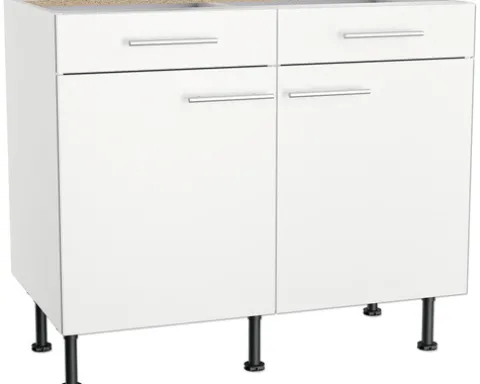 Optifit Unterschrank mit Schublade und Drehtür Bengt932 BxTxH 100 x 58,4 x 87 cm weiß matt zerlegt Anschlag reversibel KFBE U106-8E+