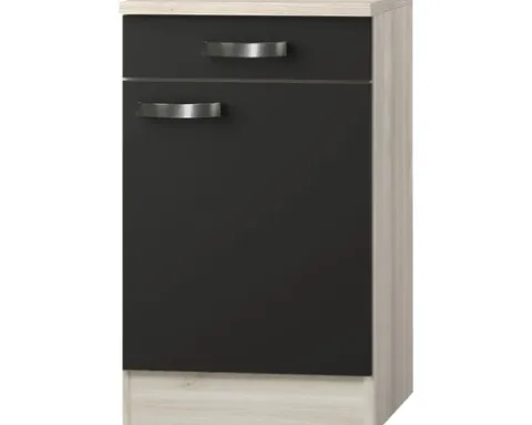 Optifit Unterschrank mit Schublade und Drehtür Faro220 BxTxH 50 x 60 x 84,8 cm anthrazit matt zerlegt Anschlag reversibel KUFR U506-9+