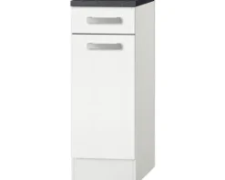 Optifit Unterschrank mit Schublade und Drehtür Oslo214 BxTxH 30 x 60 x 84,8 cm weiß matt zerlegt Anschlag reversibel KUOS U306-9+