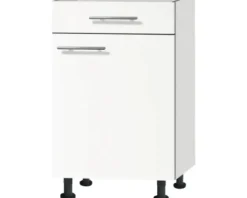 Optifit Unterschrank mit Schublade und Drehtür Bengt932 BxTxH 50 x 58,4 x 87 cm weiß matt zerlegt Anschlag reversibel KFBE U506-8E+