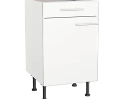 Optifit Unterschrank mit Schublade und Drehtür Bengt932 BxTxH 50 x 58,4 x 87 cm weiß matt zerlegt Anschlag reversibel KFBE U506-8E+