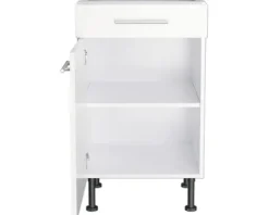 Optifit Unterschrank mit Schublade und Drehtür Bengt932 BxTxH 50 x 58,4 x 87 cm weiß matt zerlegt Anschlag reversibel KFBE U506-8E+