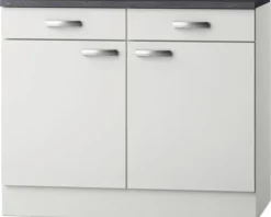 Optifit Unterschrank mit Schublade und Drehtür Lagos286 BxTxH 100 x 60 x 84,8 cm weiß glänzend zerlegt Anschlag reversibel KULG U106-9+