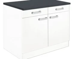 Optifit Unterschrank mit Schublade und Drehtür Salo214 BxTxH 100 x 60 x 84,8 cm weiß matt zerlegt HWSA U106-7+