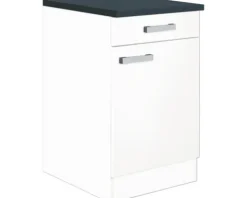 Optifit Unterschrank mit Schublade und Drehtür Salo214 BxTxH 50 x 60 x 84,8 cm weiß matt zerlegt Anschlag reversibel HWSA U506-7+