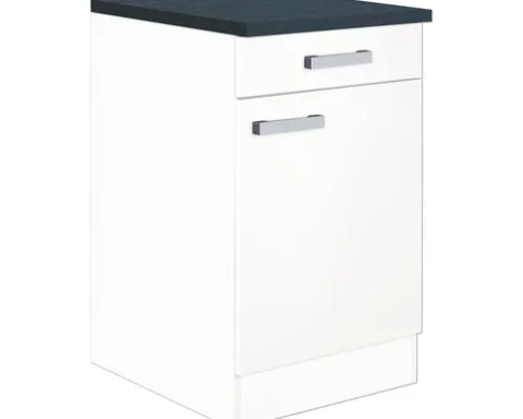 Optifit Unterschrank mit Schublade und Drehtür Salo214 BxTxH 50 x 60 x 84,8 cm weiß matt zerlegt Anschlag reversibel HWSA U506-7+