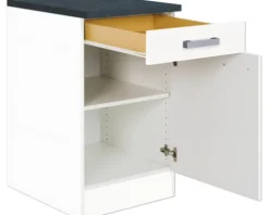 Optifit Unterschrank mit Schublade und Drehtür Salo214 BxTxH 50 x 60 x 84,8 cm weiß matt zerlegt Anschlag reversibel HWSA U506-7+