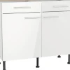 Optifit Unterschrank mit Schublade und Drehtür Rurik986 BxTxH 100 x 58,4 x 87 cm weiß glänzend zerlegt KFRU U106-8E+