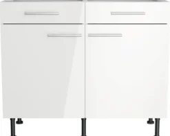 Optifit Unterschrank mit Schublade und Drehtür Rurik986 BxTxH 100 x 58,4 x 87 cm weiß glänzend zerlegt KFRU U106-8E+