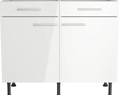 Optifit Unterschrank mit Schublade und Drehtür Rurik986 BxTxH 100 x 58,4 x 87 cm weiß glänzend zerlegt KFRU U106-8E+