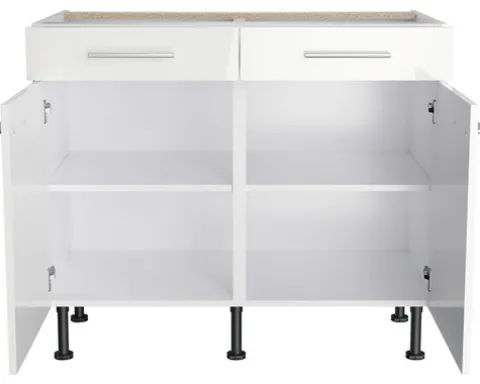 Optifit Unterschrank mit Schublade und Drehtür Rurik986 BxTxH 100 x 58,4 x 87 cm weiß glänzend zerlegt KFRU U106-8E+