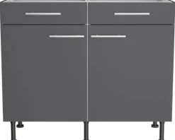 Optifit Unterschrank mit Schublade und Drehtür Ingvar420 BxTxH 100 x 58,4 x 87 cm anthrazit matt zerlegt KFIN U106-8E+