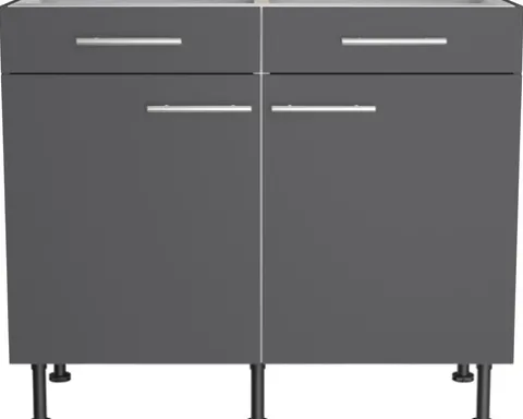 Optifit Unterschrank mit Schublade und Drehtür Ingvar420 BxTxH 100 x 58,4 x 87 cm anthrazit matt zerlegt KFIN U106-8E+