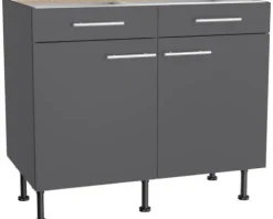 Optifit Unterschrank mit Schublade und Drehtür Ingvar420 BxTxH 100 x 58,4 x 87 cm anthrazit matt zerlegt KFIN U106-8E+