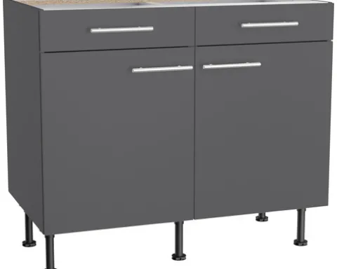 Optifit Unterschrank mit Schublade und Drehtür Ingvar420 BxTxH 100 x 58,4 x 87 cm anthrazit matt zerlegt KFIN U106-8E+
