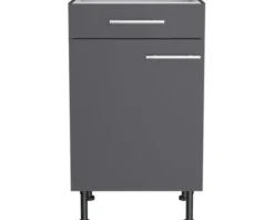 Optifit Unterschrank mit Schublade und Drehtür Ingvar420 BxTxH 50 x 58,4 x 87 cm anthrazit matt zerlegt Anschlag reversibel KFIN U506-8E+