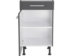 Optifit Unterschrank mit Schublade und Drehtür Ingvar420 BxTxH 50 x 58,4 x 87 cm anthrazit matt zerlegt Anschlag reversibel KFIN U506-8E+