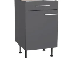 Optifit Unterschrank mit Schublade und Drehtür Ingvar420 BxTxH 50 x 58,4 x 87 cm anthrazit matt zerlegt Anschlag reversibel KFIN U506-8E+