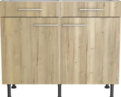 Optifit Unterschrank mit Schublade und Drehtür Erik290 BxTxH 100 x 58,4 x 87 cm wildeiche strukturiert matt zerlegt KFER U106-8E+