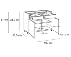 Optifit Unterschrank mit Schublade und Drehtür Erik290 BxTxH 100 x 58,4 x 87 cm wildeiche strukturiert matt zerlegt KFER U106-8E+
