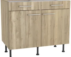Optifit Unterschrank mit Schublade und Drehtür Erik290 BxTxH 100 x 58,4 x 87 cm wildeiche strukturiert matt zerlegt KFER U106-8E+