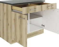 Optifit Unterschrank mit Schublade und Drehtür Livorno290 BxTxH 100 x 60 x 84,8 cm wildeiche matt strukturiert zerlegt KULI U106-9+