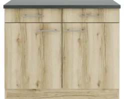 Optifit Unterschrank mit Schublade und Drehtür Livorno290 BxTxH 100 x 60 x 84,8 cm wildeiche matt strukturiert zerlegt KULI U106-9+